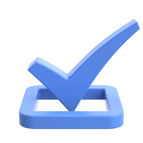 3 boyutlu onay kutusu. İşaretle. 3B illüstrasyon.