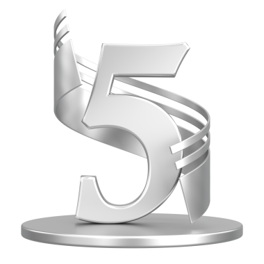 Altın 3 Boyutlu 5 Numaralı Ödül ve Başarı Çizimi.