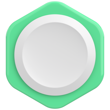 Altıgen düğmesi. Fiyat etiketi 3B illüstrasyon.