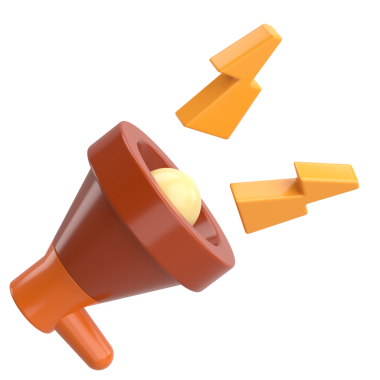 Üç boyutlu megafon. Duyuru simgesi. 3B illüstrasyon.