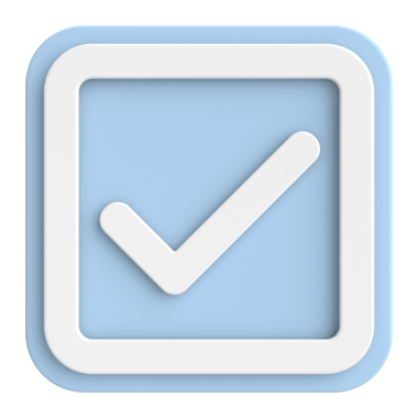 3 boyutlu onay kutusu. İşaretle. 3B illüstrasyon.