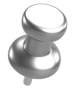 Pimi çek. Çizim iğnesi. Üç boyutlu pim. 3B illüstrasyon.