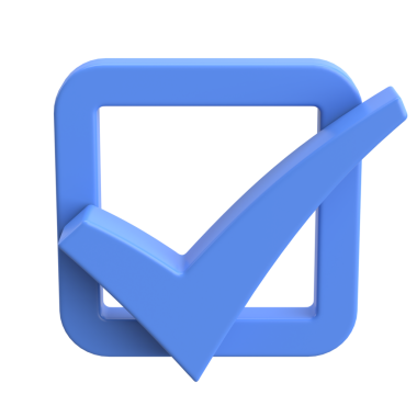 3 boyutlu onay kutusu. İşaretle. 3B illüstrasyon.