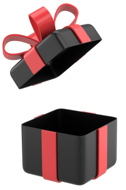 Hediye Kutusu açıldı. Üç boyutlu hediye kutusu. 3B illüstrasyon.