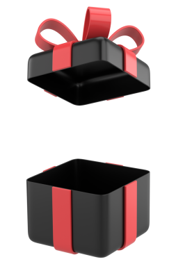 Hediye Kutusu açıldı. Üç boyutlu hediye kutusu. 3B illüstrasyon.