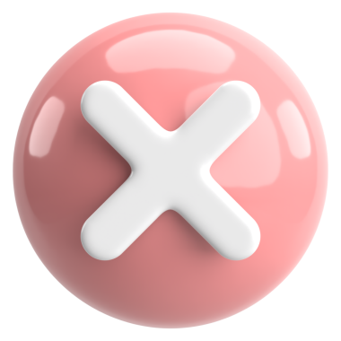 Üç boyutlu kapatma düğmesi. Çapraz. 3B illüstrasyon.