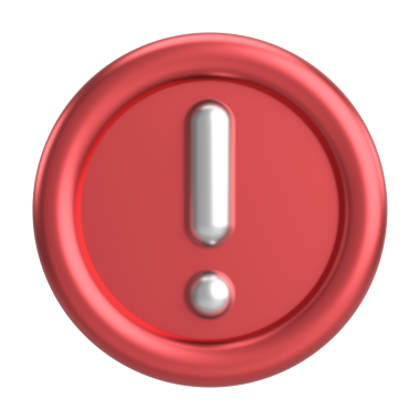 Uyarı işareti. Ünlem işareti. 3B illüstrasyon.