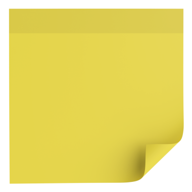 Üç boyutlu not kağıdı. Yapışkan bir not. 3B illüstrasyon.