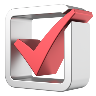 3 boyutlu onay kutusu. İşaretle. 3B illüstrasyon.