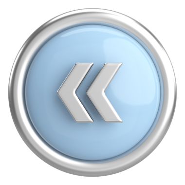 Önceki düğme. Arka düğme. 3B illüstrasyon.