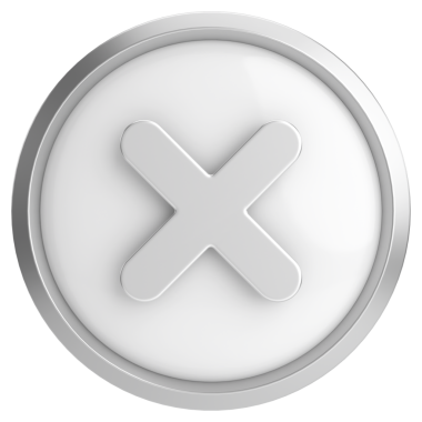 Üç boyutlu kapatma düğmesi. Çapraz. 3B illüstrasyon.