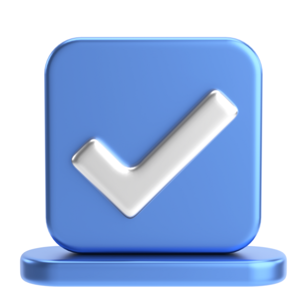 3 boyutlu onay kutusu. İşaretle. 3B illüstrasyon.