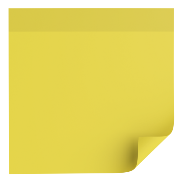 Üç boyutlu not kağıdı. Yapışkan bir not. 3B illüstrasyon.