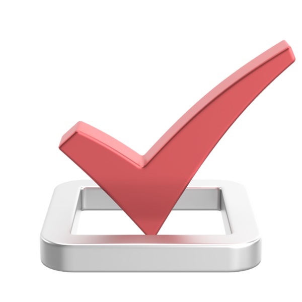 3 boyutlu onay kutusu. İşaretle. 3B illüstrasyon.