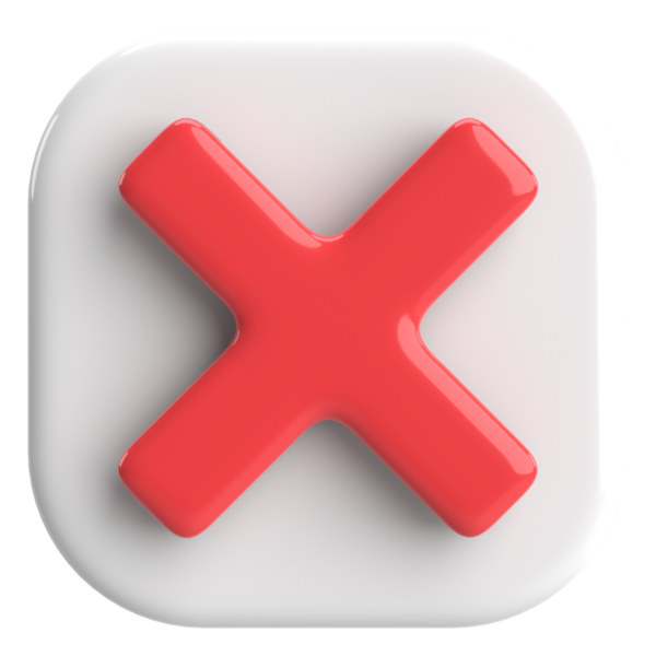 Üç boyutlu kapatma düğmesi. Çapraz. 3B illüstrasyon.