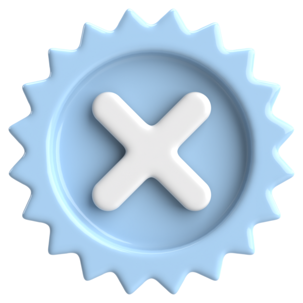 Üç boyutlu kapatma düğmesi. Çapraz. 3B illüstrasyon.