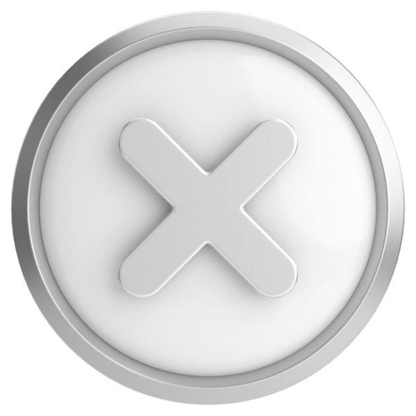 Üç boyutlu kapatma düğmesi. Çapraz. 3B illüstrasyon.