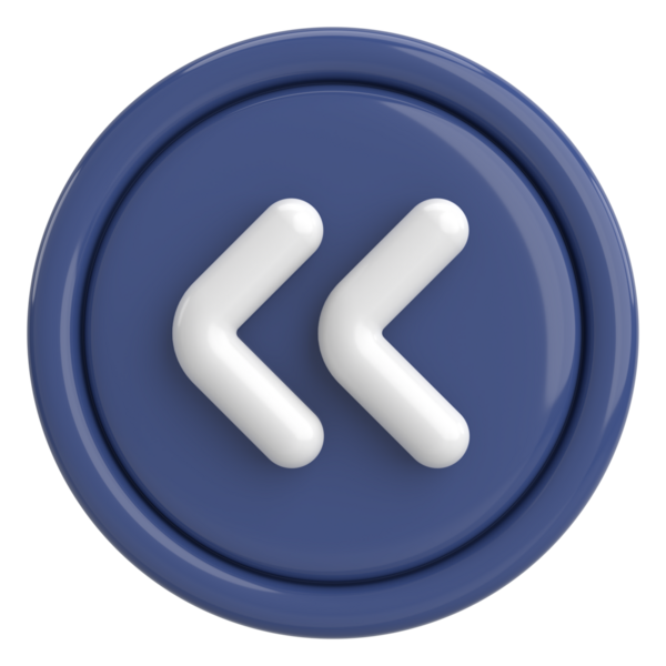 Önceki düğme. Arka düğme. 3B illüstrasyon.