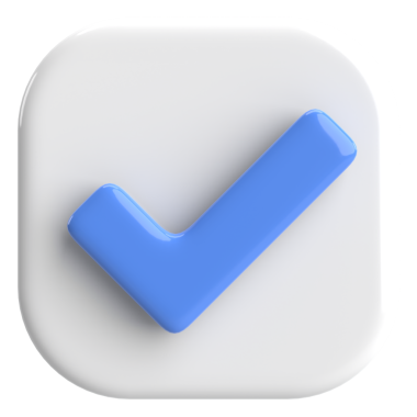 3 boyutlu onay kutusu. İşaretle. 3B illüstrasyon.