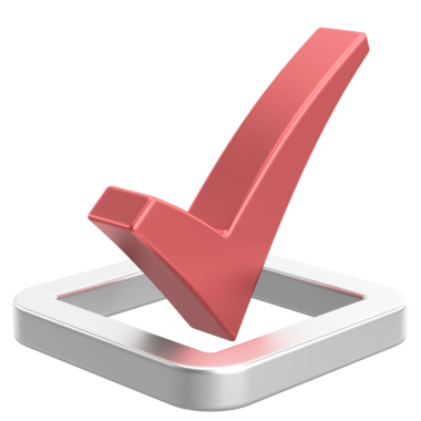 3 boyutlu onay kutusu. İşaretle. 3B illüstrasyon.