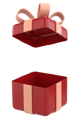 Hediye Kutusu açıldı. Üç boyutlu hediye kutusu. 3B illüstrasyon.