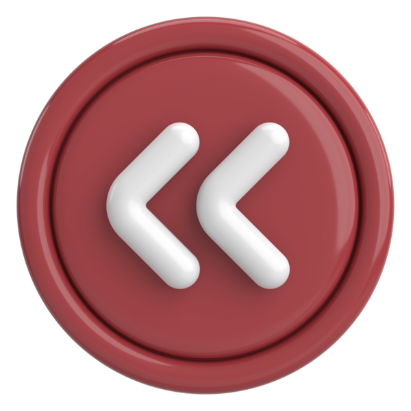 Önceki düğme. Arka düğme. 3B illüstrasyon.