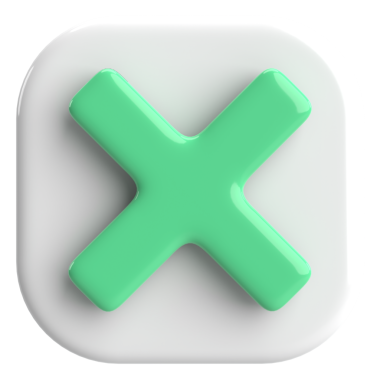 Üç boyutlu kapatma düğmesi. Çapraz. 3B illüstrasyon.