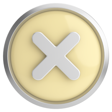 Üç boyutlu kapatma düğmesi. Çapraz. 3B illüstrasyon.