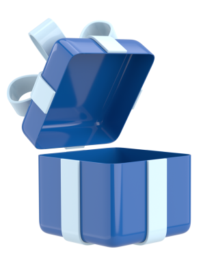 Hediye Kutusu açıldı. Üç boyutlu hediye kutusu. 3B illüstrasyon.