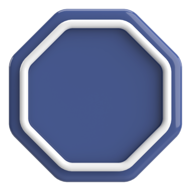 Üç boyutlu sekizgen düğmesi. Boş tuş. 3B illüstrasyon.