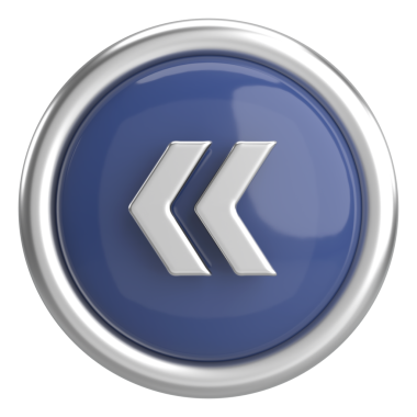 Önceki düğme. Arka düğme. 3B illüstrasyon.