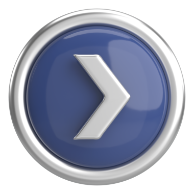 Sonraki düğme. Devam et düğmesi. 3B illüstrasyon.