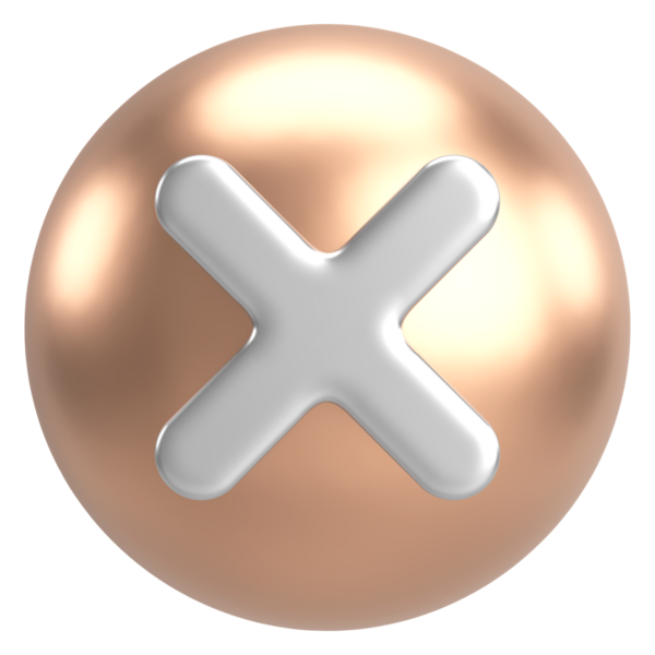 Üç boyutlu kapatma düğmesi. Çapraz. 3B illüstrasyon.