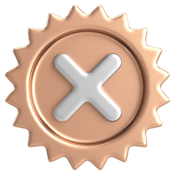 Üç boyutlu kapatma düğmesi. Çapraz. 3B illüstrasyon.