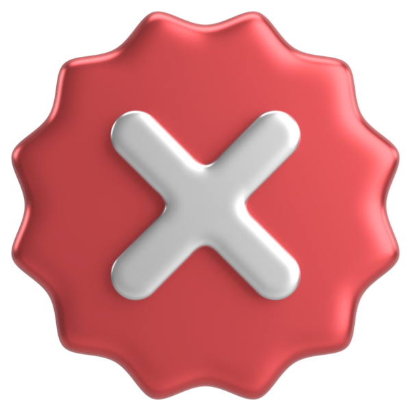 Üç boyutlu kapatma düğmesi. Çapraz. 3B illüstrasyon.