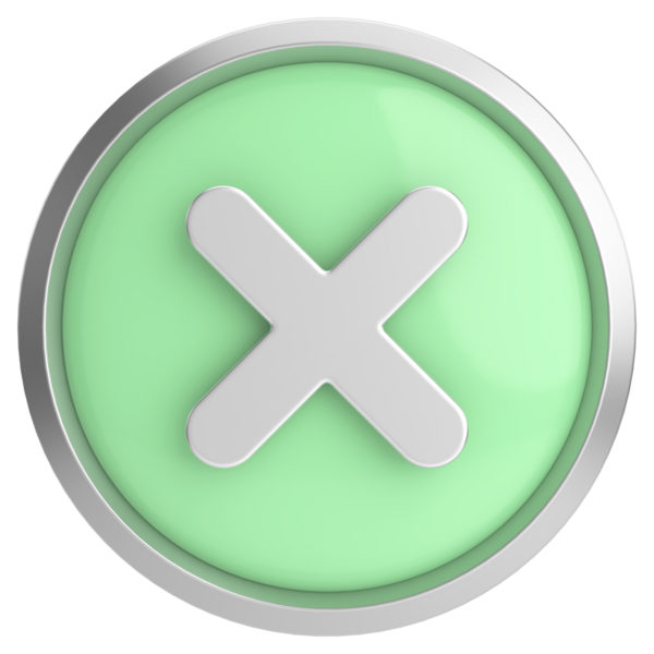 Üç boyutlu kapatma düğmesi. Çapraz. 3B illüstrasyon.