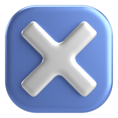 Üç boyutlu kapatma düğmesi. Çapraz. 3B illüstrasyon.