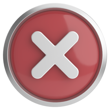 Üç boyutlu kapatma düğmesi. Çapraz. 3B illüstrasyon.