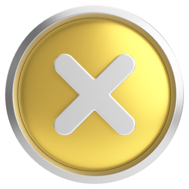 Üç boyutlu kapatma düğmesi. Çapraz. 3B illüstrasyon.