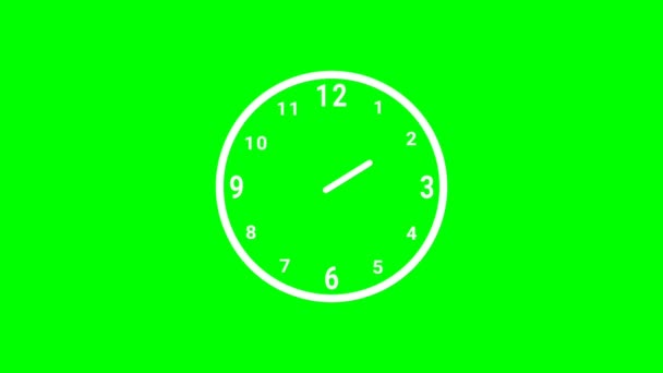 Icono Reloj Simple Con Animación Bucle Horas Pantalla Verde Animación — Vídeos de Stock