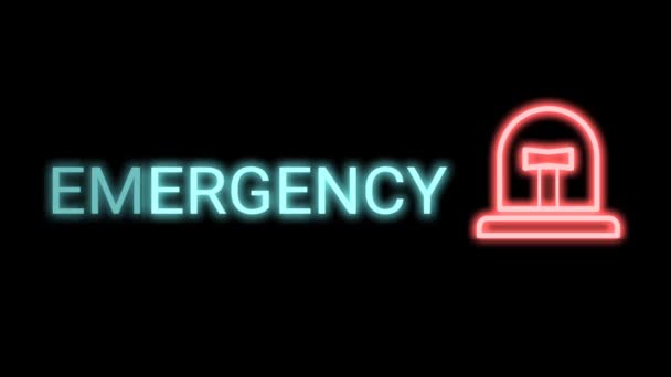 Emergency Word Blinking Ambulance Icon Black Screen Loop Animation Medical — Stock Video