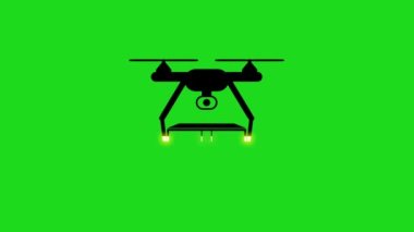 İHA simgesi yeşil ekranda yazdırma efekti canlandırması. 4k döngü canlandırması.
