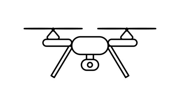 Moving Drone Icon Animation Isolated White Background — Stock Video