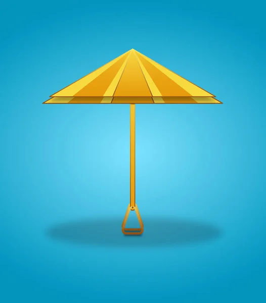 Beach Umbrella Isolated Blue Background Shadow Concept Vacation Time Family — Stock Photo, Image