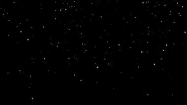 Güzel kış karı gerçekçi bir şekilde siyah perdeye doğru ağır çekimde düşüyor. Bu çok yönlü görsel element neşeli bir ruh halini ya da sakin bir mevsimsel değişimi temsil edebilir..