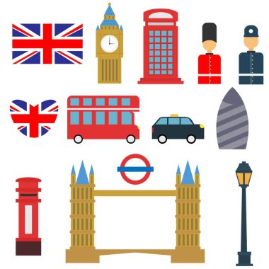 Londra sembol varlık koleksiyonunun illüstrasyon vektör tasarımı