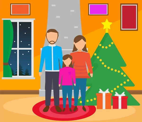 Eine Familie Die Weihnachten Feiert — Stockvektor