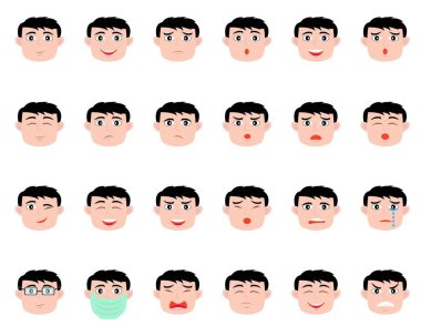 Yüz ifadesini ifade eden çocuğun çizim vektörü şablonu