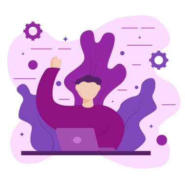 Serbest çalışan erkeğin çizim vektör tasarımı