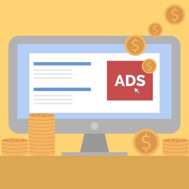 Çevrimiçi reklamcılığın illüstrasyon vektör tasarımı